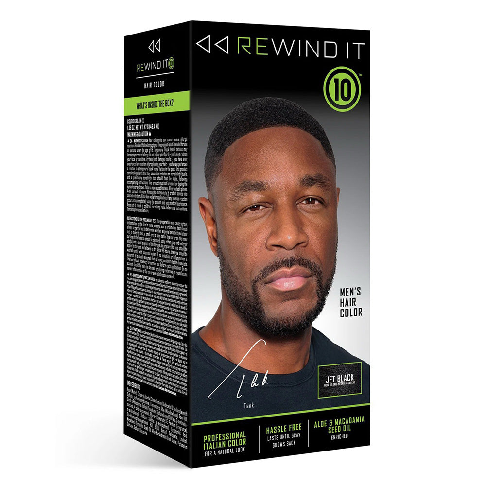 Rewind It 10 Jet Black Mens Hair Color with Aloe and Macadamia Seed Oil 1Ea